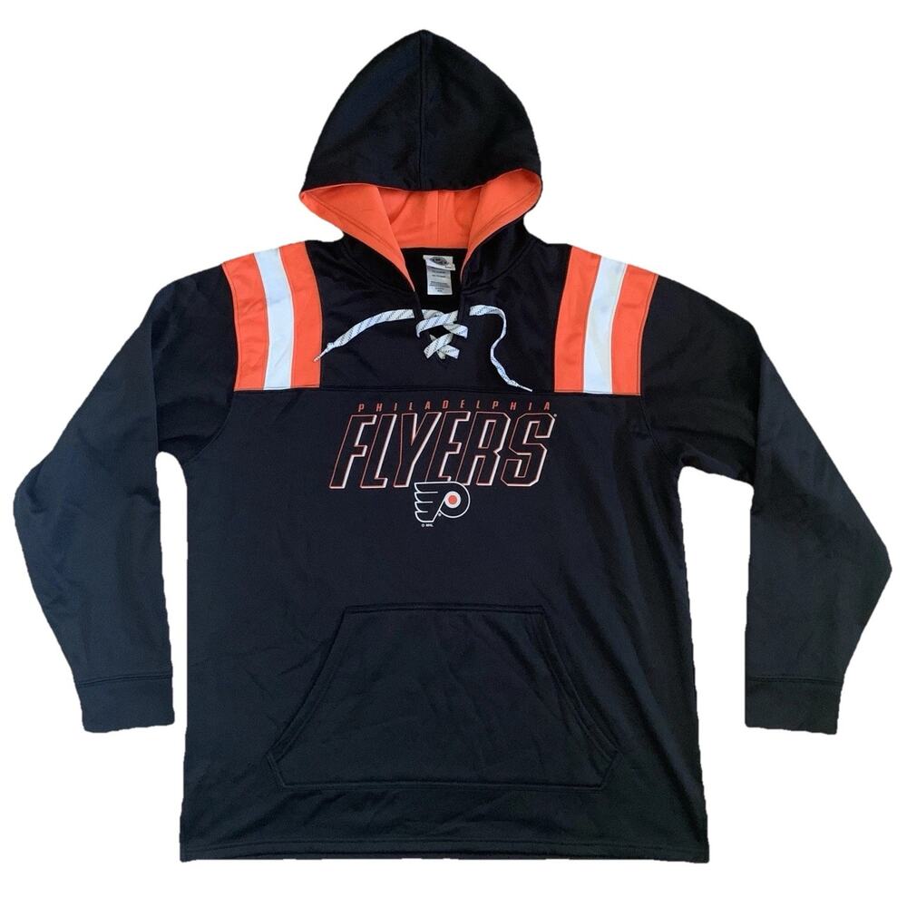 NHL Men's Size XL 46/48 Philadelphia Flyers Lace-Up Classic Hooded Sweatshirt